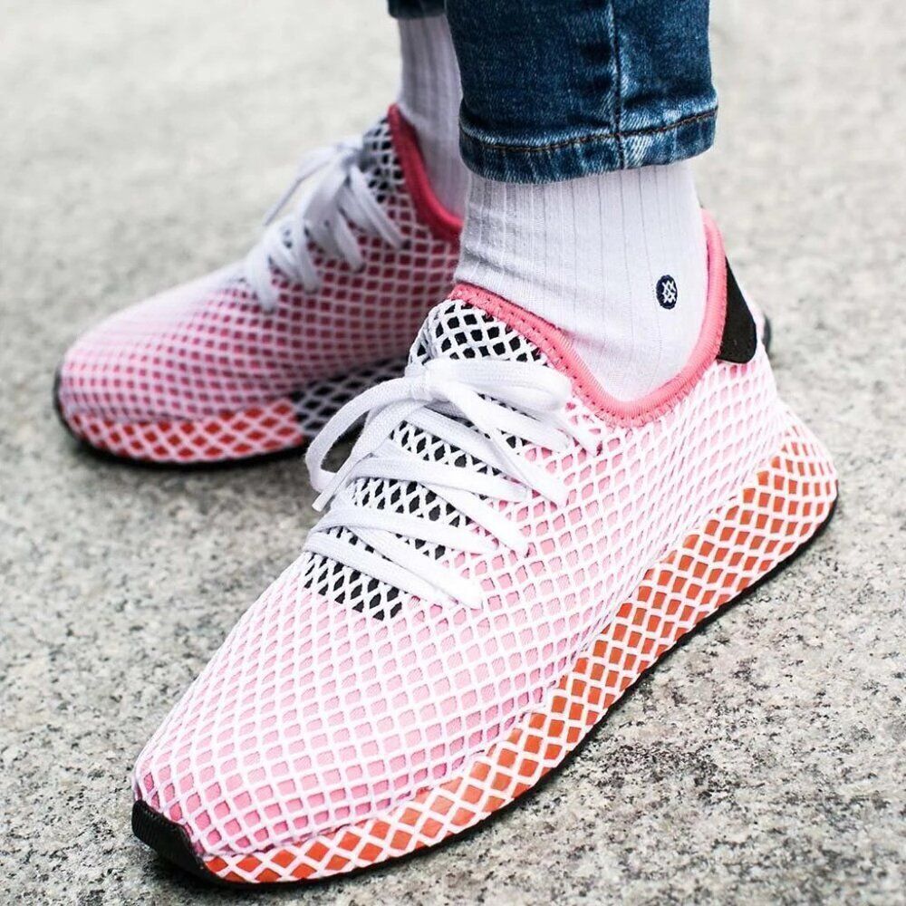 Adidas Deerupt Fishnet Sneakers in Pink